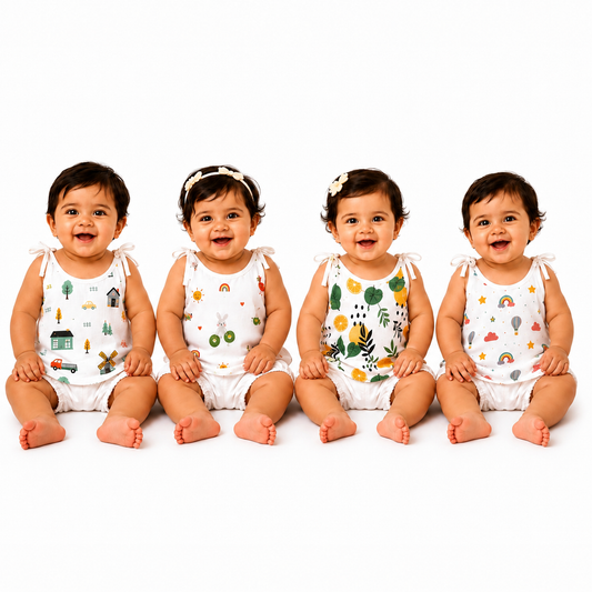 ORGANIC 100% COTTON Muslin Jabla Knot Set for New born Baby | Pack of 4 |0-0 & 0-3 Months