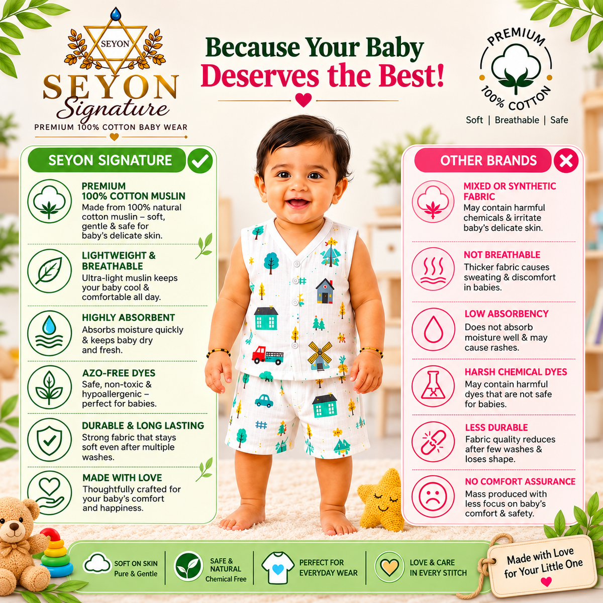 ORGANIC 100% COTTON Muslin Co-Ord Set for Baby Boys & Girls | Pack of 2 | 3-6 & 6-9 Months |Windmill & Rocket