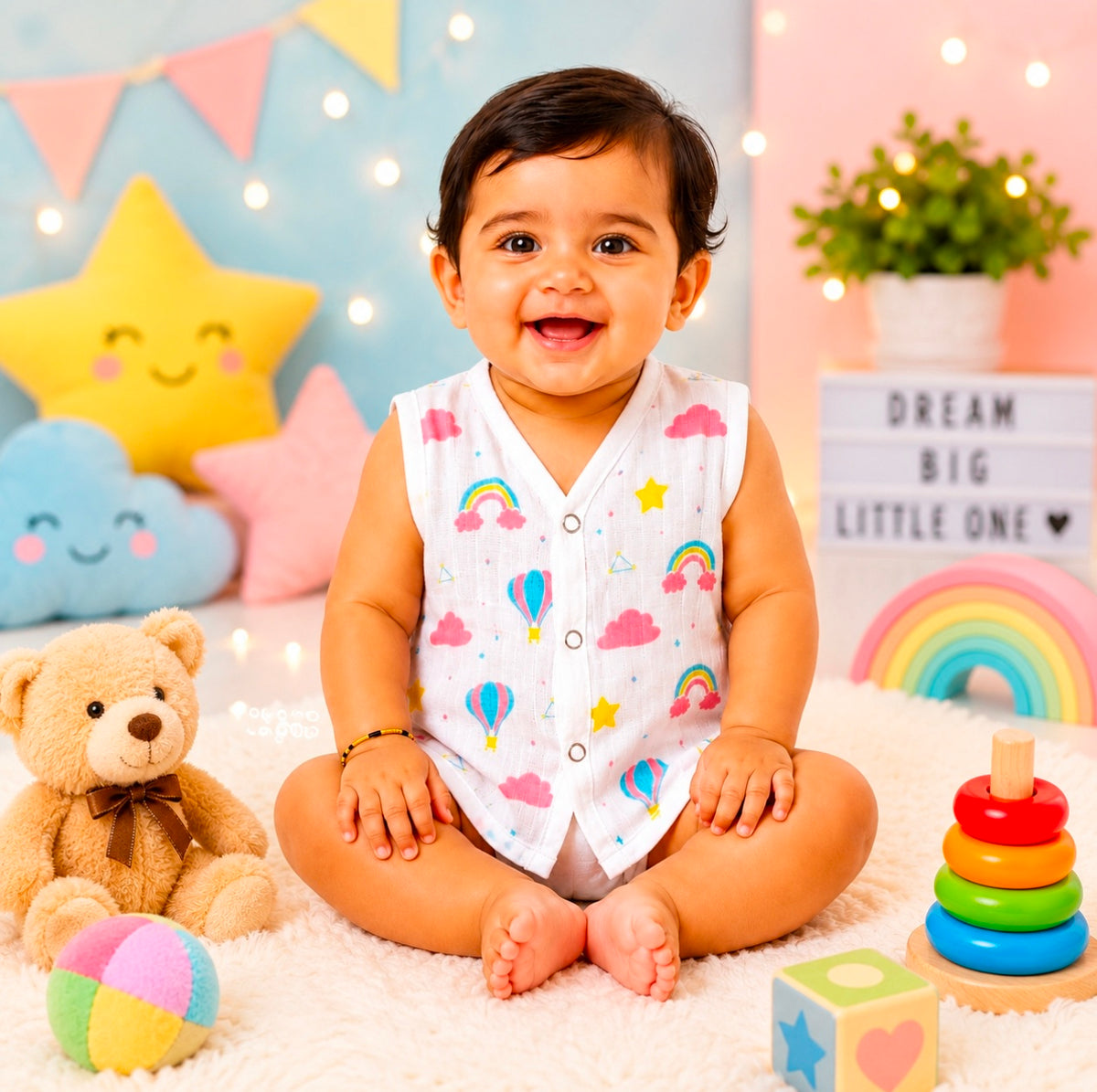 ORGANIC 100% COTTON Muslin Baby Jabla Button Combo Pack of 4 |0-3 & 3-6 Months |